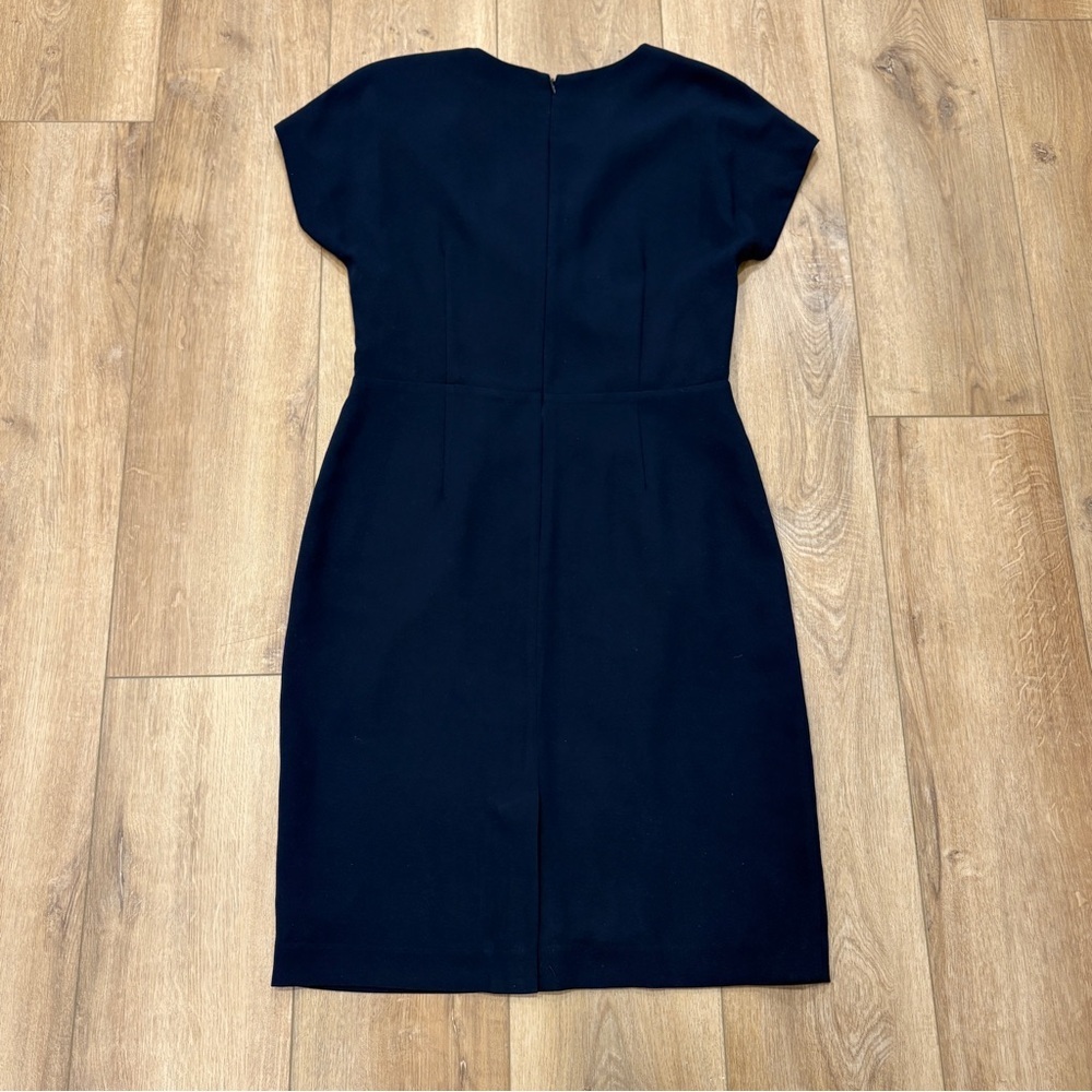 🌟BROOKS BROTHERS🌟 FAUX WRAP V NECK SHORT SLEEVE SHEATH DRESS NAVY SZ 10 - Picture 8 of 8